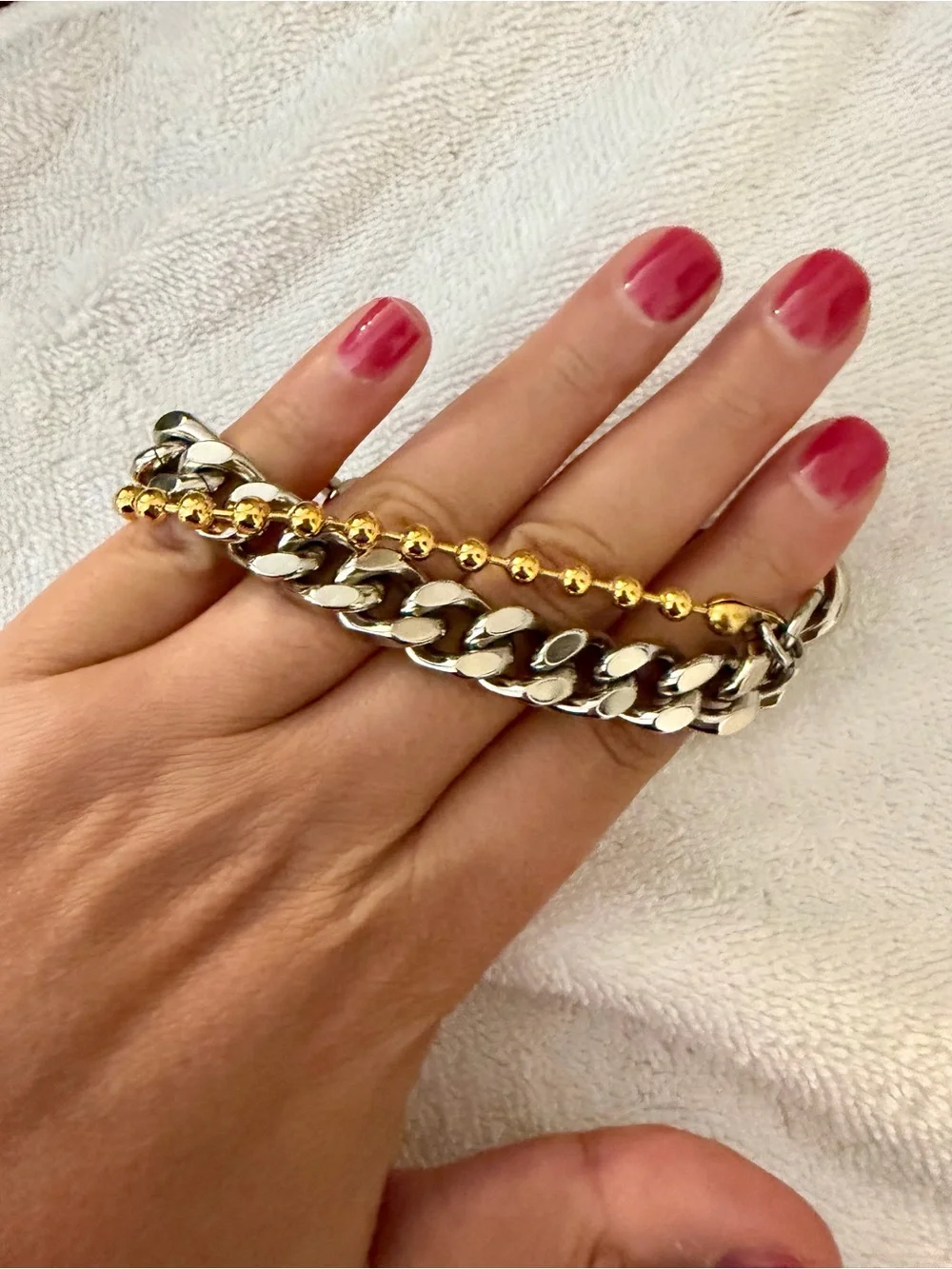 2-Tone Carabiner Double-Chain Bracelet by In Gold We Trust Paris